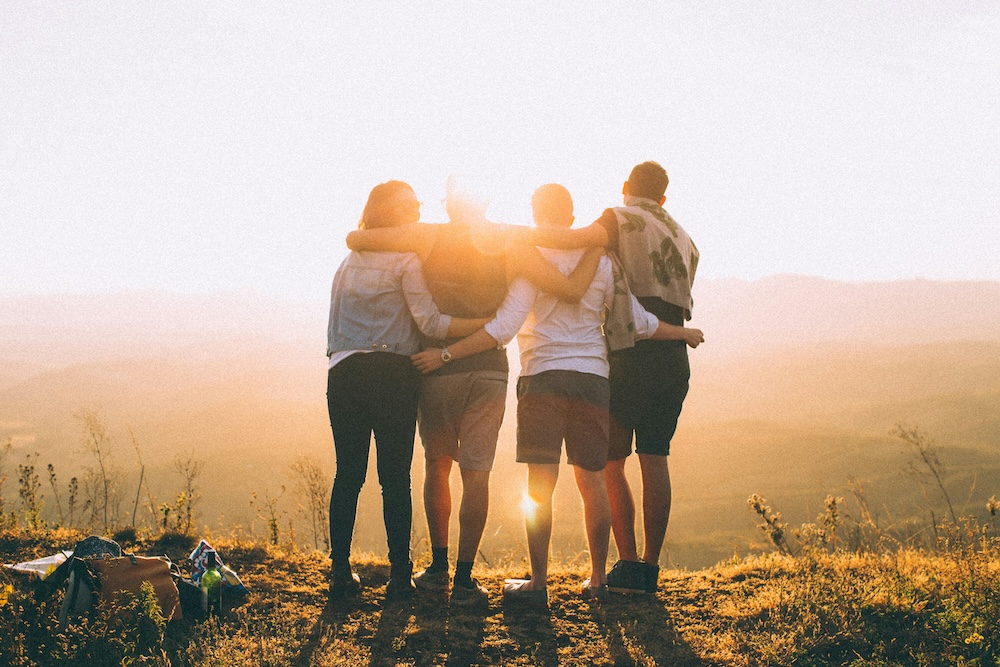 Friends exercising together
